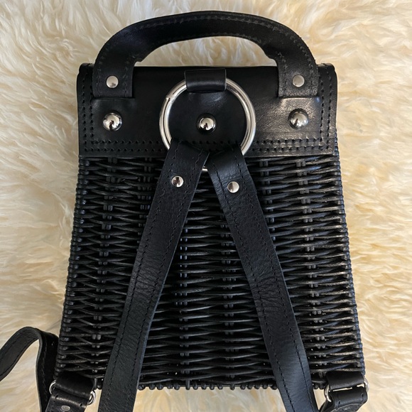 Wicker Wings Black Tall Tixing Backpack (Genuine Leather & Rattan) - Picture 5 of 16